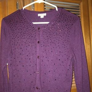 💎 Button-Down Rhinestone purple/plum Cardigan 💗